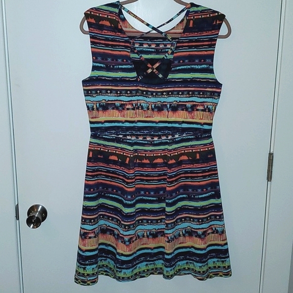 Title Nine Multicolor Stripe Hillary Sassy Back Dress Size Medium - Picture 11 of 12